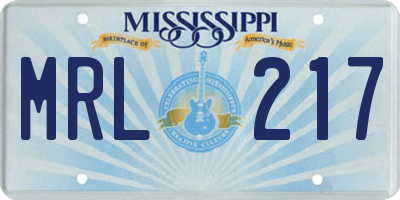 MS license plate MRL217