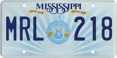 MS license plate MRL218