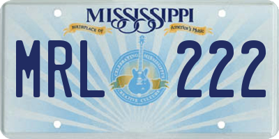MS license plate MRL222