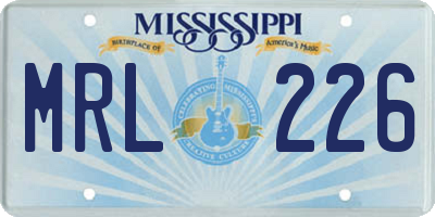 MS license plate MRL226