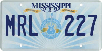 MS license plate MRL227