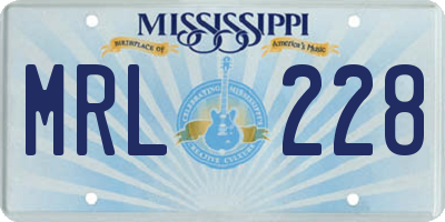 MS license plate MRL228