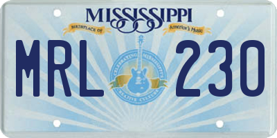 MS license plate MRL230
