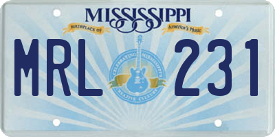 MS license plate MRL231