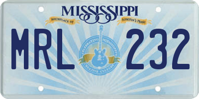 MS license plate MRL232
