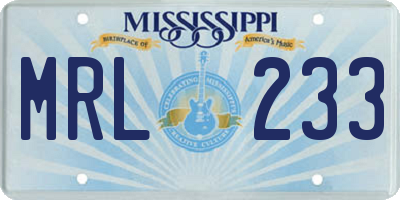 MS license plate MRL233