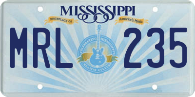 MS license plate MRL235