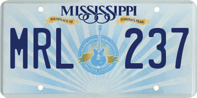 MS license plate MRL237