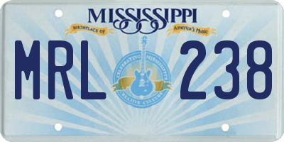 MS license plate MRL238