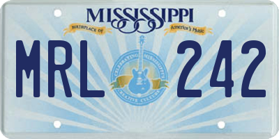 MS license plate MRL242