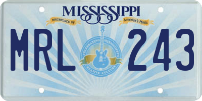 MS license plate MRL243
