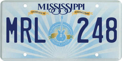 MS license plate MRL248