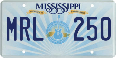 MS license plate MRL250