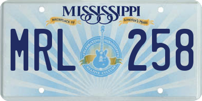 MS license plate MRL258