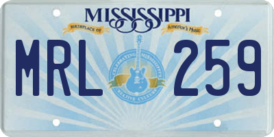 MS license plate MRL259