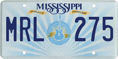 MS license plate MRL275