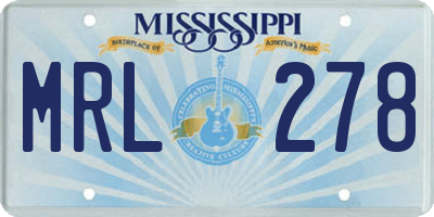 MS license plate MRL278