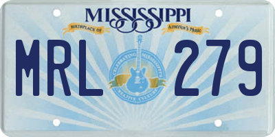 MS license plate MRL279