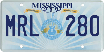 MS license plate MRL280