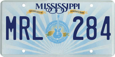 MS license plate MRL284