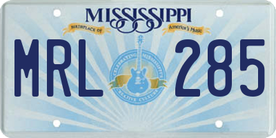 MS license plate MRL285