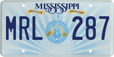 MS license plate MRL287