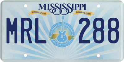 MS license plate MRL288