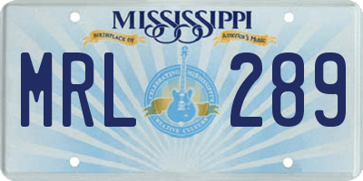MS license plate MRL289