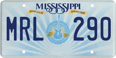 MS license plate MRL290