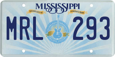 MS license plate MRL293