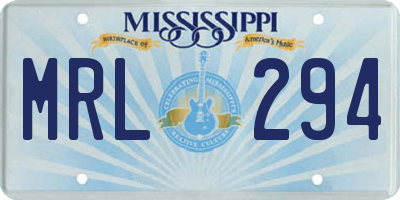 MS license plate MRL294