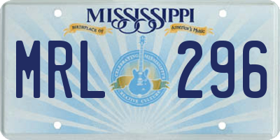 MS license plate MRL296