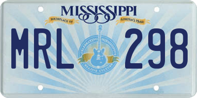 MS license plate MRL298