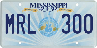 MS license plate MRL300