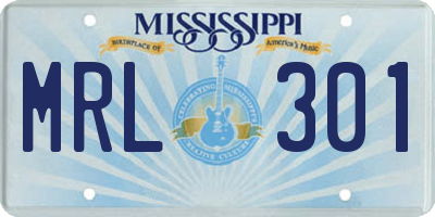 MS license plate MRL301