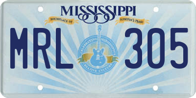 MS license plate MRL305