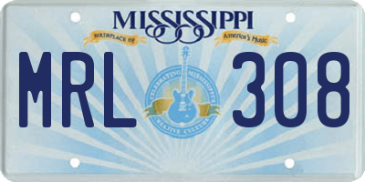 MS license plate MRL308