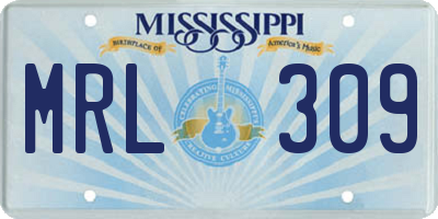 MS license plate MRL309