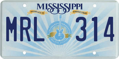 MS license plate MRL314