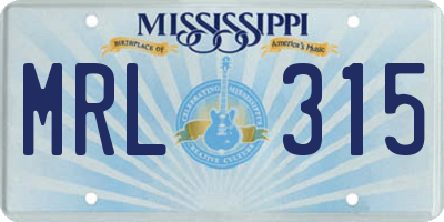 MS license plate MRL315