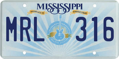 MS license plate MRL316