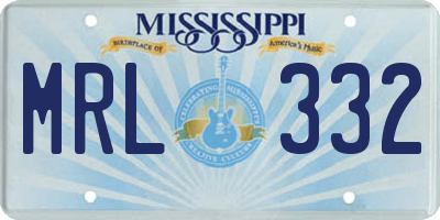 MS license plate MRL332