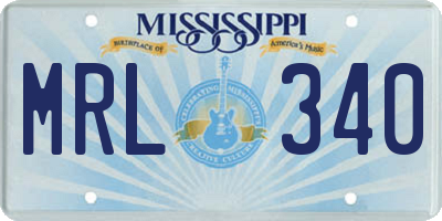 MS license plate MRL340
