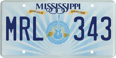 MS license plate MRL343