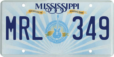 MS license plate MRL349
