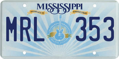MS license plate MRL353