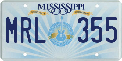 MS license plate MRL355