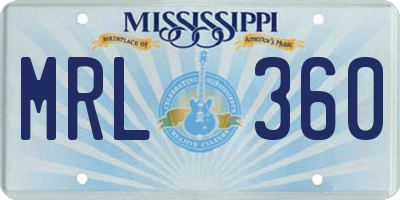MS license plate MRL360