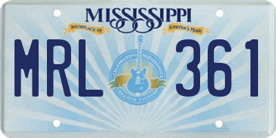 MS license plate MRL361