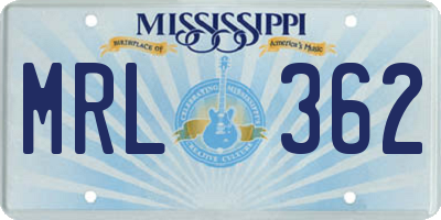MS license plate MRL362